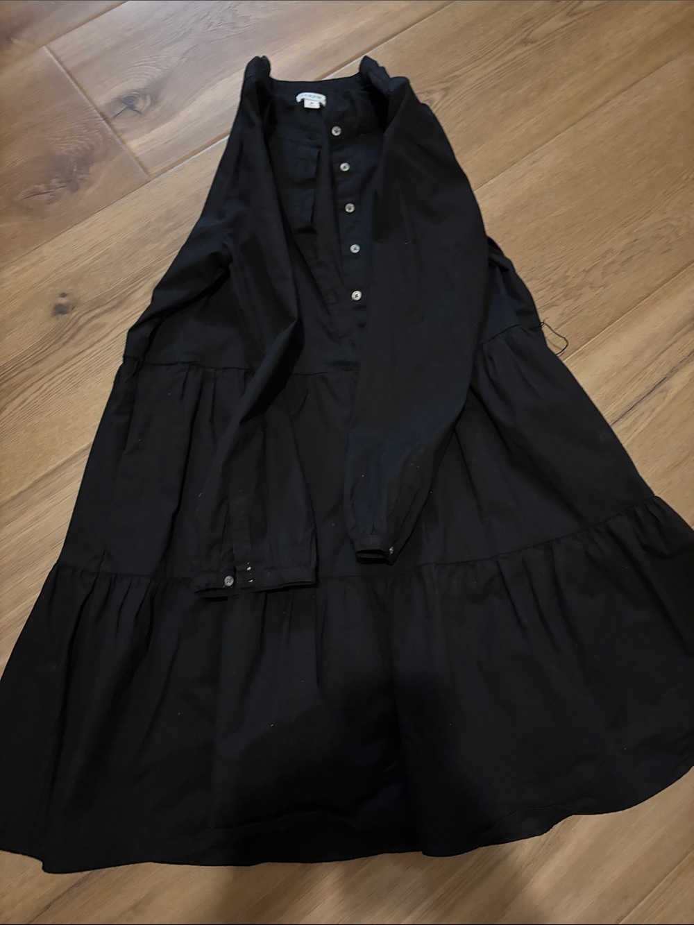 J. Crew Black Long-Sleeve Button-Front Dress